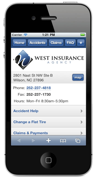 m.westinsurancenc.com website preview